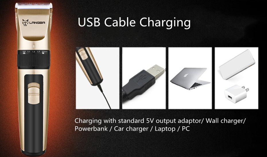 Máquina de tosquiar sem fio para animais de estimação P65 usb