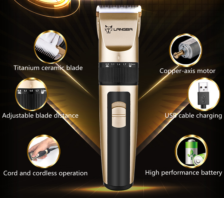 Máquina de tosquiar sem fio para animais de estimação P65 usb